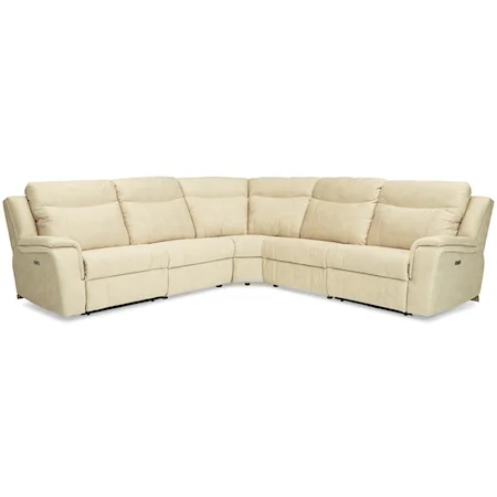 Casual 5-Piece Power Reclining Sectional with Power Headrests